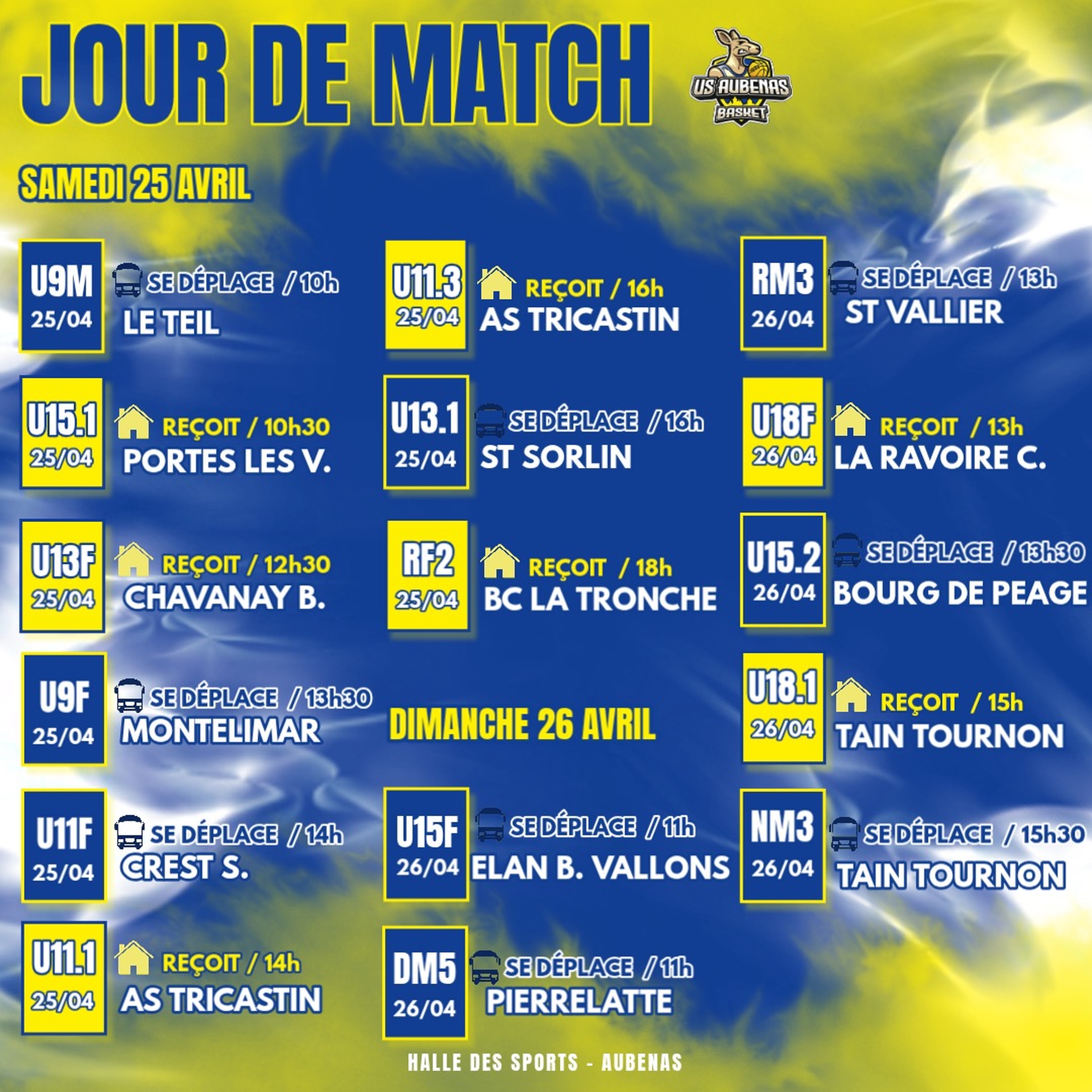 Sam 25 et dim 26 Avril